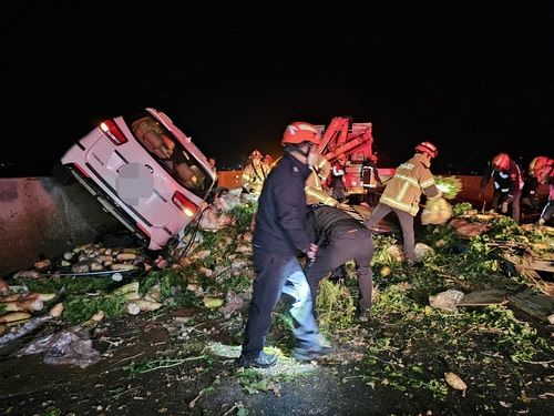 서해안고속도로 현장 정리하는 소방대원들[전북소방본부 제공]